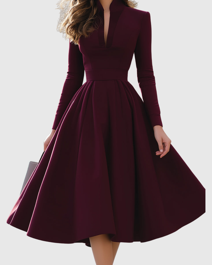 AVELINA | V-NECK MIDI DRESS