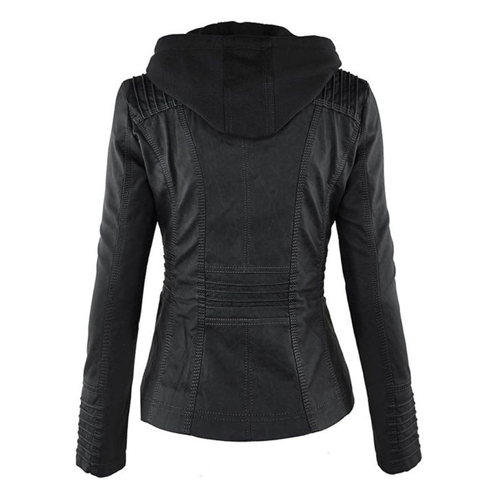 Pia | Modern leather jacket with hood