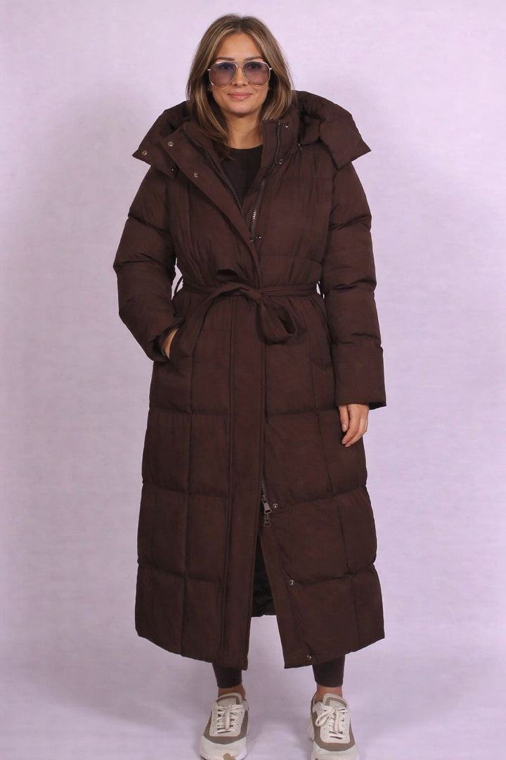 Kathlyn - Long Belted Puffer Coat