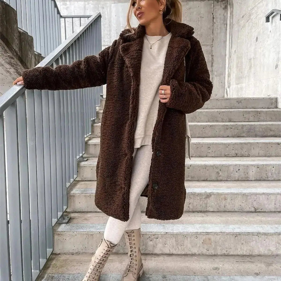 Jenna - Teddy Plush Button Coat