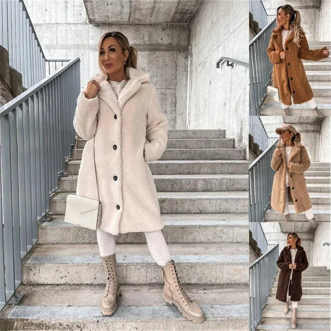 Jenna - Teddy Plush Button Coat