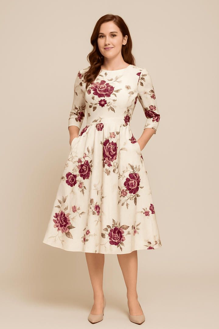 Malie Women's A-Line Dress - Floral Print Elegant Style